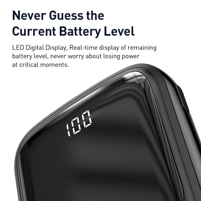 УМБ BASEUS Q Pow Digital Display 10000mah (With Type-C) |3A, 15W, 2USB/1Lightning/1Type-C| (PPQD-A09