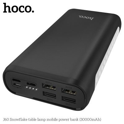 УМБ HOCO Snowflake table lamp mobile J60 30000mAh |4USB/Type-C/Lightning, 2A|