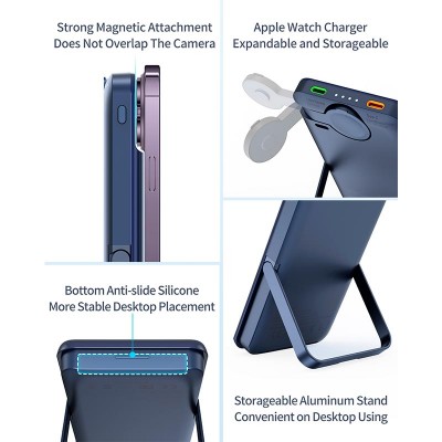 УМБ 2in1 MagSafe and Apple watch Power Bank with stand 10000mAh MP01 |Qi, 1Type-C/Lightning, 20.0W|